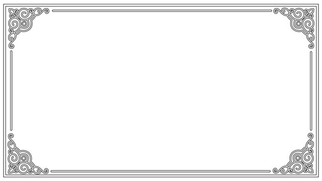 Classic Vintage Ornamental Rectangular Frame Vector with Elegant Victorian Line Border Design