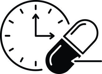 Medicine Time Icon Clock Pill Capsule Schedule Medication Dosage Prescription Healthcare Daily Reminder Treatment