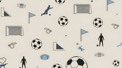 Soccer Game Illustration: A captivating illustration that showcases the dynamic essence of the sport through a blend of soccer balls and related elements in an artistic background.