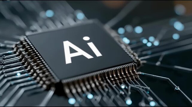 Close-up of a micro processor component highlighting its importance in corporate ai expansion success framework. AI Microprocessor Close-up &ndash; Animated Video Version