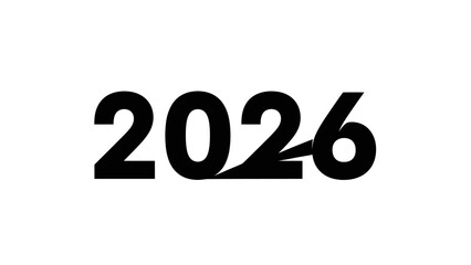 Bold 2026 year graphic against white background for design or concept