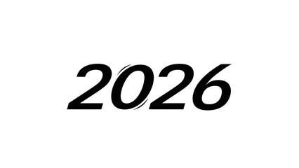 Bold 2026 year graphic against white background for design or editorial use