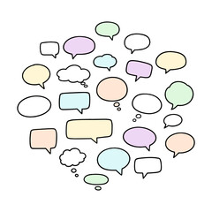 Fototapeta premium Set of Colorful Hand Drawn Speech and Thought Bubbles Collection