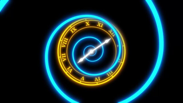 classic roman clock neon glowing animated icon classic analog roman clock neon 4k