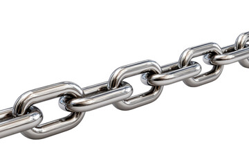 Obraz premium Polished metal chain links on a black background close up metallic silver, Png, Isolated on Transparent Background, Cut Out