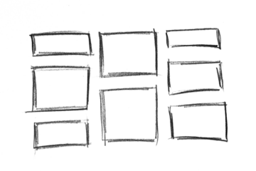 Rectangle frame line. square shape outline on hand draw style.