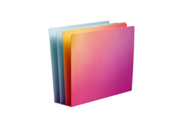 Stack of colorful gradient square folders on black background file document, Png, Isolated on Transparent Background, Cut Out