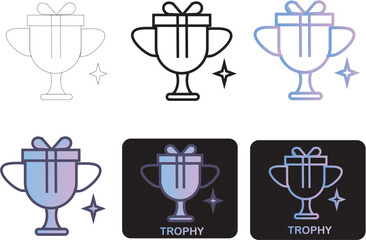 Vector collection of minimalist trophy icons  for celebrating success, awards, and achievements in various contexts