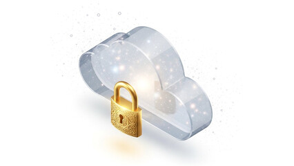 Secure Cloud Computing Concept with Padlock and Digital Network.