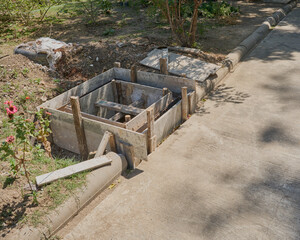 Fototapeta premium Unfinished Concrete Drainage Structure