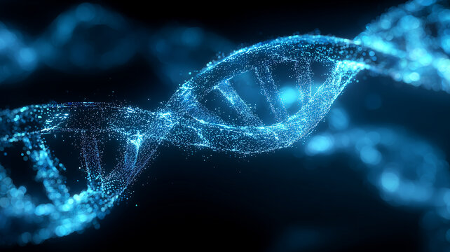 DNA strand illustrating genetic information and the complex blueprint that defines biological identity and heredity.
