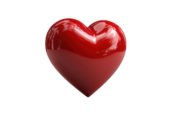 Shiny red heart shape object with reflections on black background love symbol, Png, Isolated on Transparent Background, Cut Out