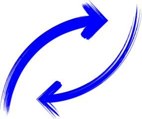 A striking visual of two contrasting blue arrows forming a circular motion