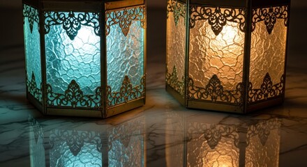 lanterns with glass and ornate 