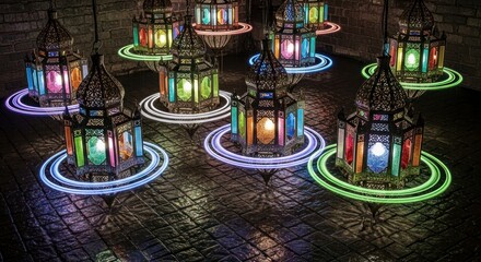 lanterns with colorful lights