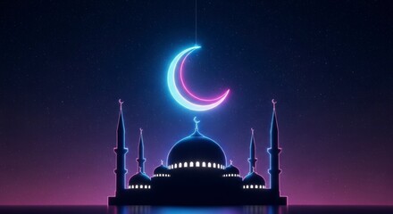 crescent moon above the mosque