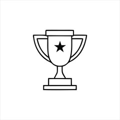 Trophy cup icon simple black glyph vector illustration isolated on white background for award or achievement concepts