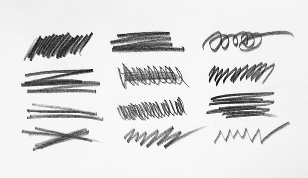 Set hand draw hatching isolated on white, lead pencil