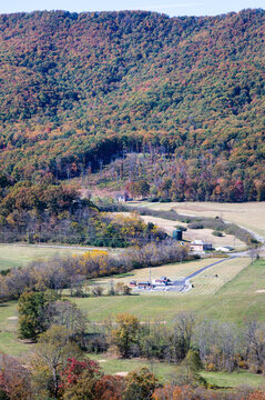 View of Catawba from McAfee Knob Trailhead, Appalachian Trail, during autumn in Virginia