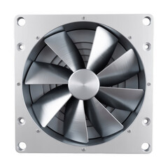Obraz premium Silver computer cooling fan isolated on a transparent background metal