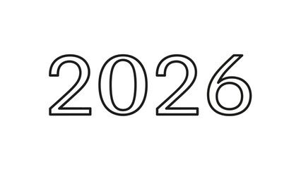 Outline of the number 2026 against a clean white background