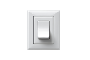 White light switch with rocker toggle on black background image, Png, Isolated on Transparent Background, Cut Out