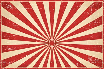 Retro red and beige sunburst background with vintage grunge effect