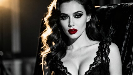 noir femme fatale, red lips