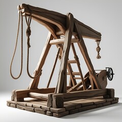 isolated, equipment, oil, white, old, well, pump, 