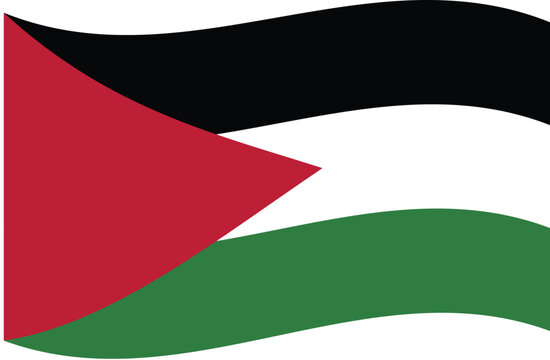 Palestine flag waving vector, flat minimal national banner
