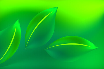 Eco Green Abstract Background with Soft Gradient Leaves