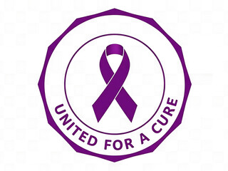 A purple ribbon awareness emblem symbolizing unity in the fight for a cure of world cancer day