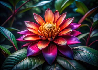 A vibrant Emblic myrablan flower blooms in a tropical garden, showcasing its unique shape and colorful petals