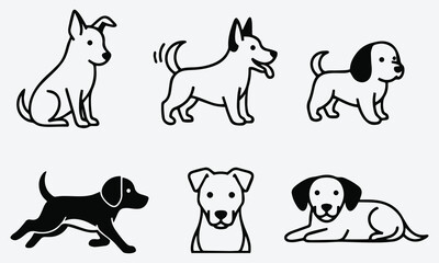 Playful Puppy Vector Icons Set