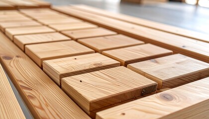 Wood planks arranged in a grid pattern
