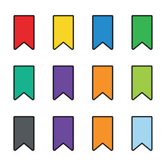 Bookmark Icon Set Multicolor Flat Vector Bookmarks