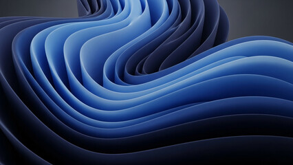 An abstract composition of deep blue waves, shaped into elegant folds. The motion feels fluid, almost alive, with light and shadow adding depth.