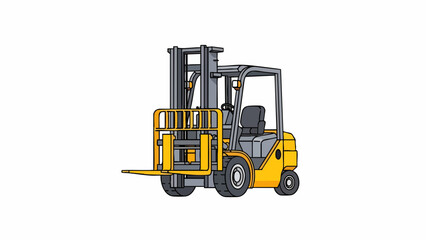 Vibrant Yellow Forklift Truck Illustration for Warehouse Logistics and Material Handling
