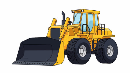 Vibrant Yellow Front Loader – Heavy Construction Vehicle Cartoon