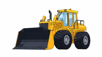 Vibrant Yellow Front End Loader Illustration
