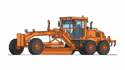 Robust Orange Motor Grader: Heavy Equipment for Roadwork & Construction Projects