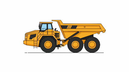 Dynamic Yellow Articulated Dump Truck Vector Illustration, Heavy Duty Construction Hauler