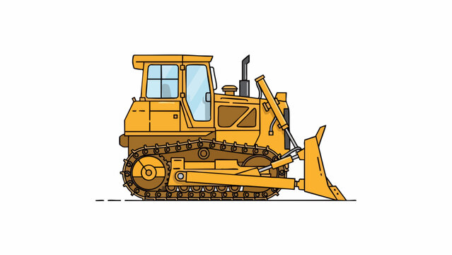 Vibrant Yellow Bulldozer: Heavy Construction Earthmoving Vehicle Illustration