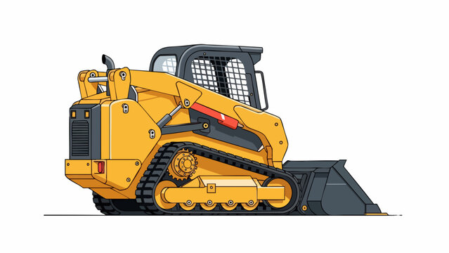 Robust Yellow Compact Track Loader Illustration - Versatile Heavy Equipment Graphic