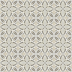 Fototapeta premium Seamless Geometric Pattern of Interlocking Petallike Shapes in Neutral Tones. Vector Illustrations. EPS Editable