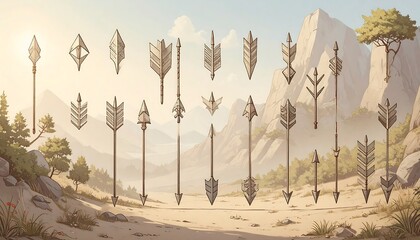 Arrows in desert landscape