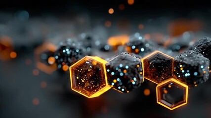 Abstract molecular structure with glowing hexagons - Powered by Adobe