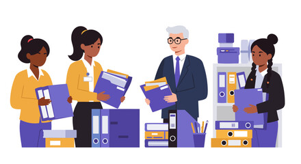 Obraz premium Diverse Business People Organizing Documents and Files in an Office