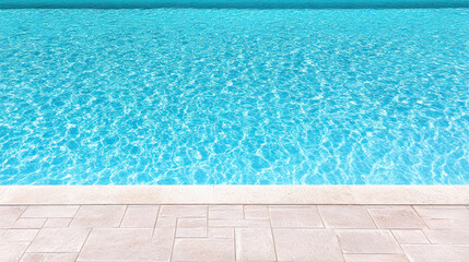 Blue pool water ripple tile deck serene summer glow