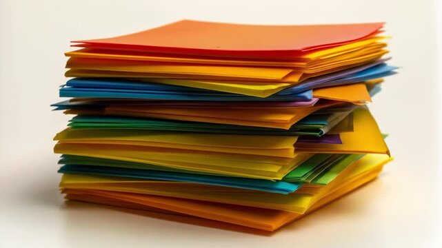 Colorful paper stack vibrant assortment of office supplies and textures